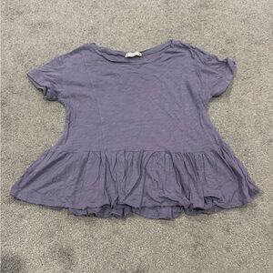 Altar’d State Purple Peplum Ruffle Hem Cotton t-shirt Blouse Size Small
